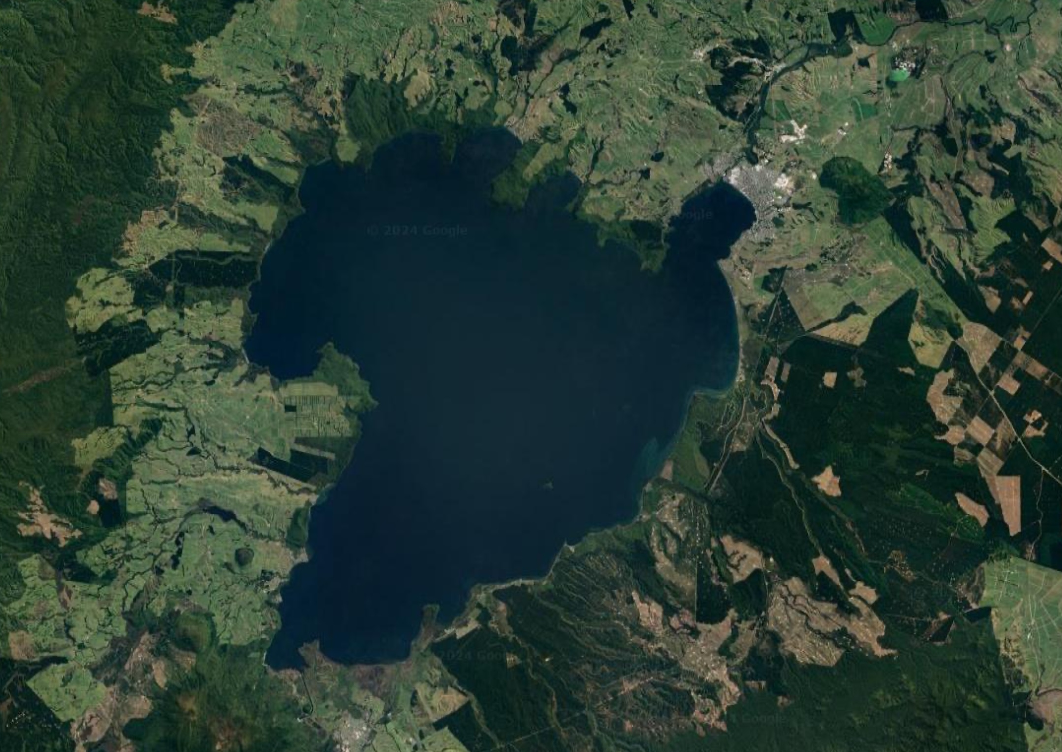 Satellite view of Lake Taupō